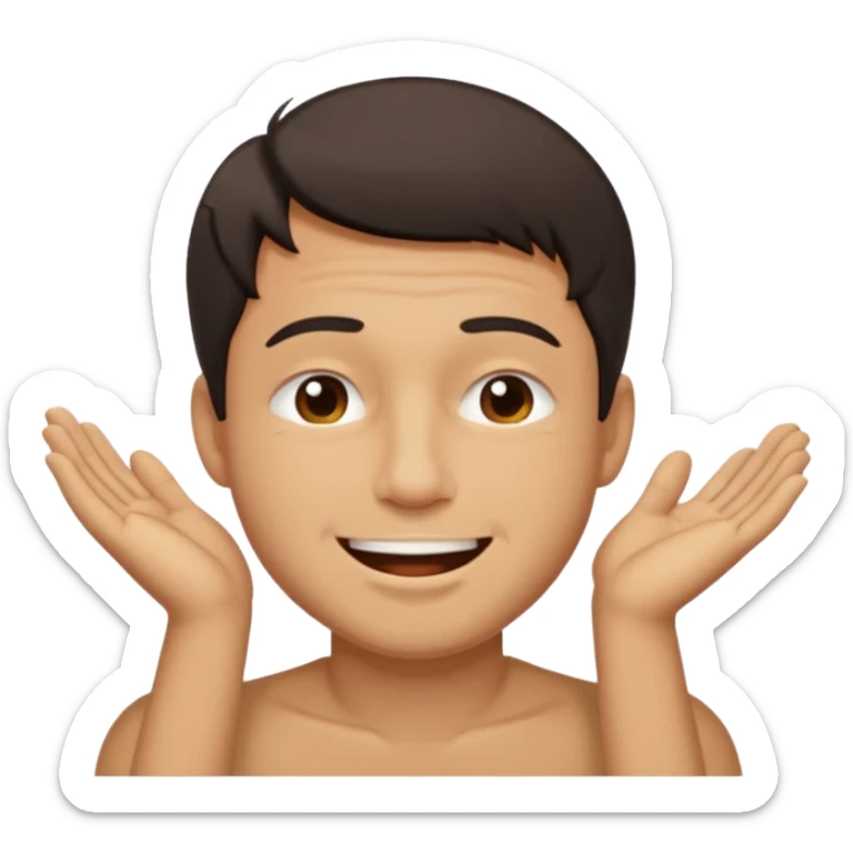 A male with closed relaxed eyes but the mouth it looks like it trying to hold in laughter sticker