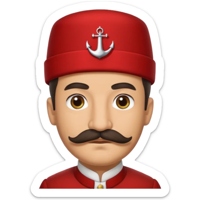 I want an emoji of a turkish man with a mustache with him wearing the traditional red thing on top of their head sticker