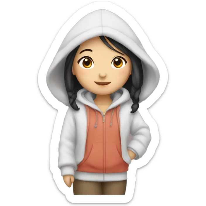 Chinese girl wearing cozy outfit sticker