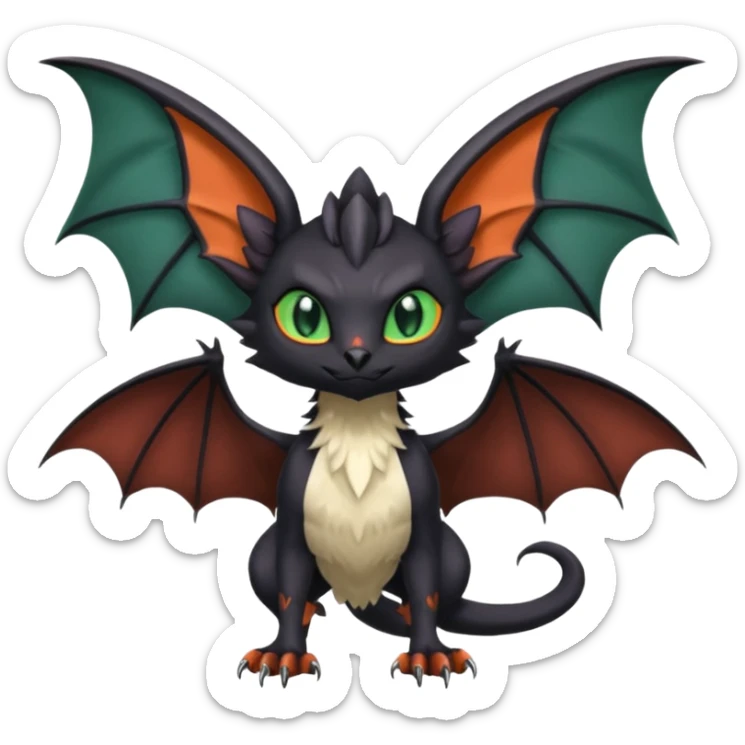 Noivern-Trico-Nargacuga-Litten-Hybrid with huge bat wings for ears sticker