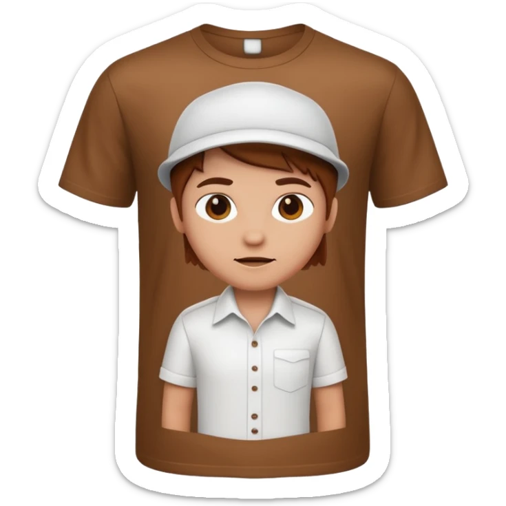 A 3D cartoon white shirt with a brown soil stain in the center, smooth fabric texture, bright lighting, realistic Memoji-style look. sticker