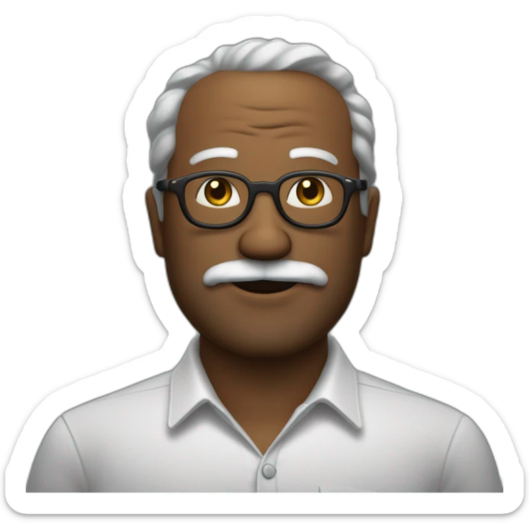 Un homme légèrement dégarni plutôt vieux, avec de grosses lunettes noires, une chemise de papi, une barbe mal rasé sticker