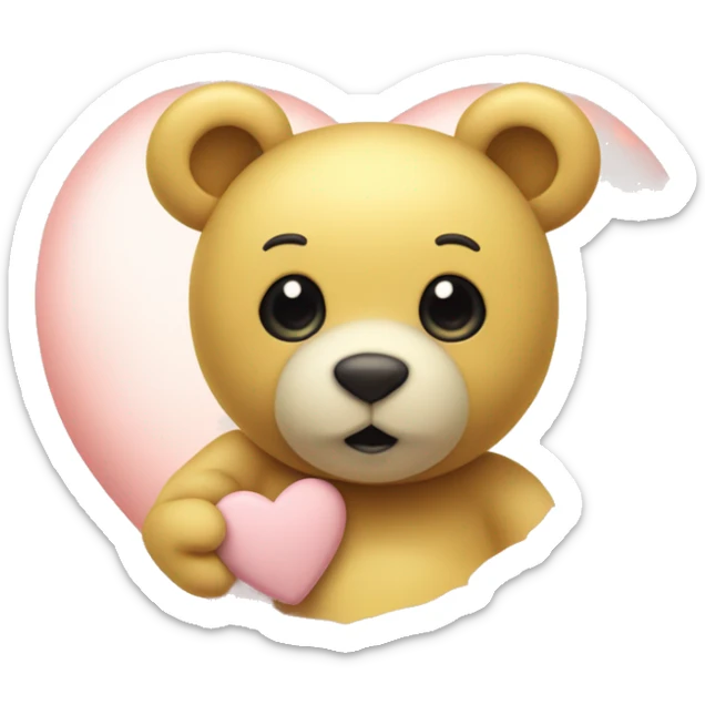 A pastel yellow heart with a cute teddy bear in the corner of the said heart sticker