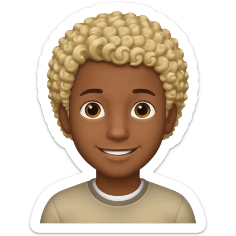 Chico joven latino, piel muy morena, pelo rubio corto rizado sticker