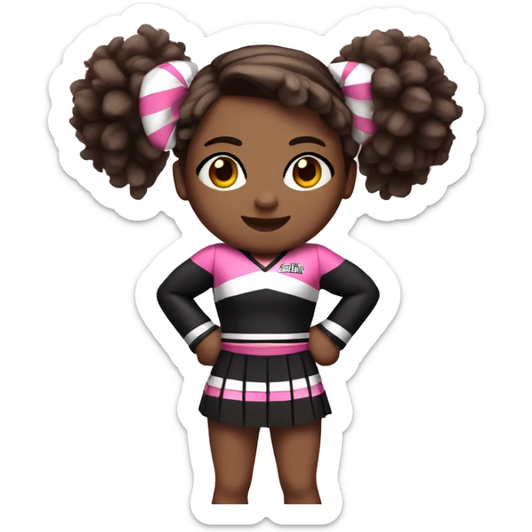 Cheerleader in black and pink kit white skin and brown straight hair full body with pompons  sticker