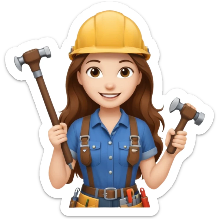 beautiful girl with long brown hair renovating her apartment sticker