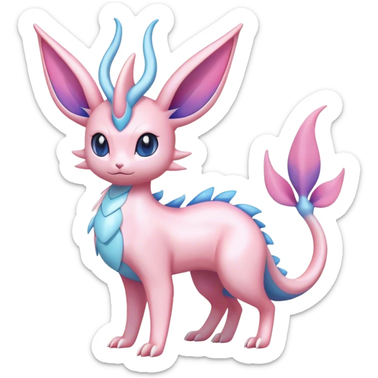 Shiny Cute Milotic-Sylveon-Espeon-Vaporeon-Dragonair-Pokémon-hybrid-fusion full body sticker