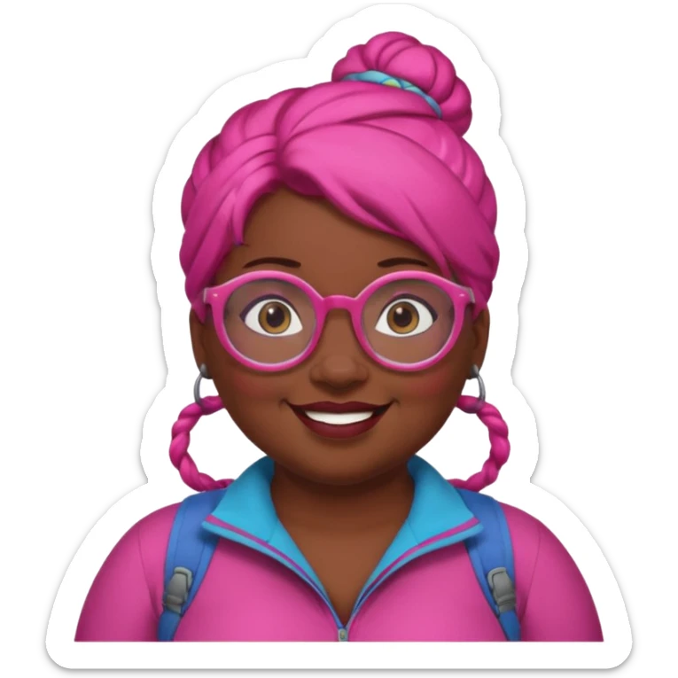 climber fat woman with dark pink bun hair and glassess sticker