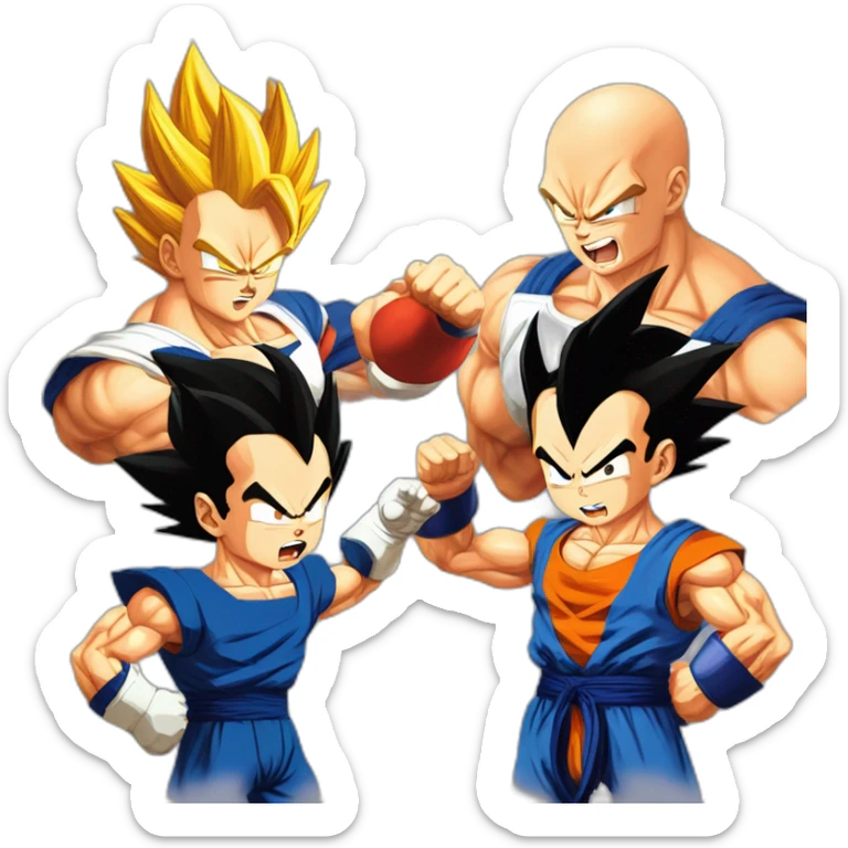 Geoff Keighley as vegeta and Angry Joe as Goku from Dragonball z fighting each other sticker