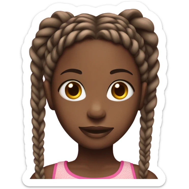black girl with lots of black braids with pink at the front sticker