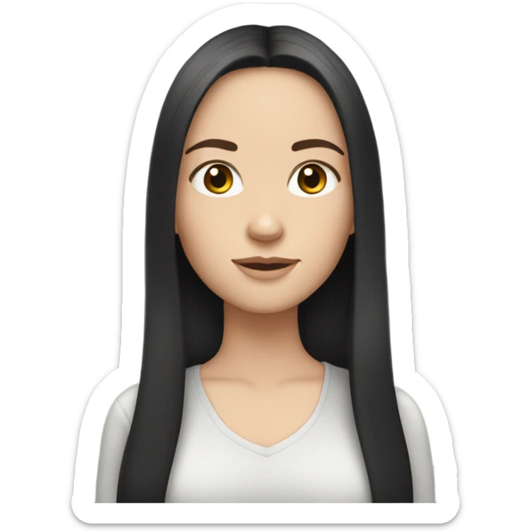 white girl has black, straight hair but her hair is not long sticker