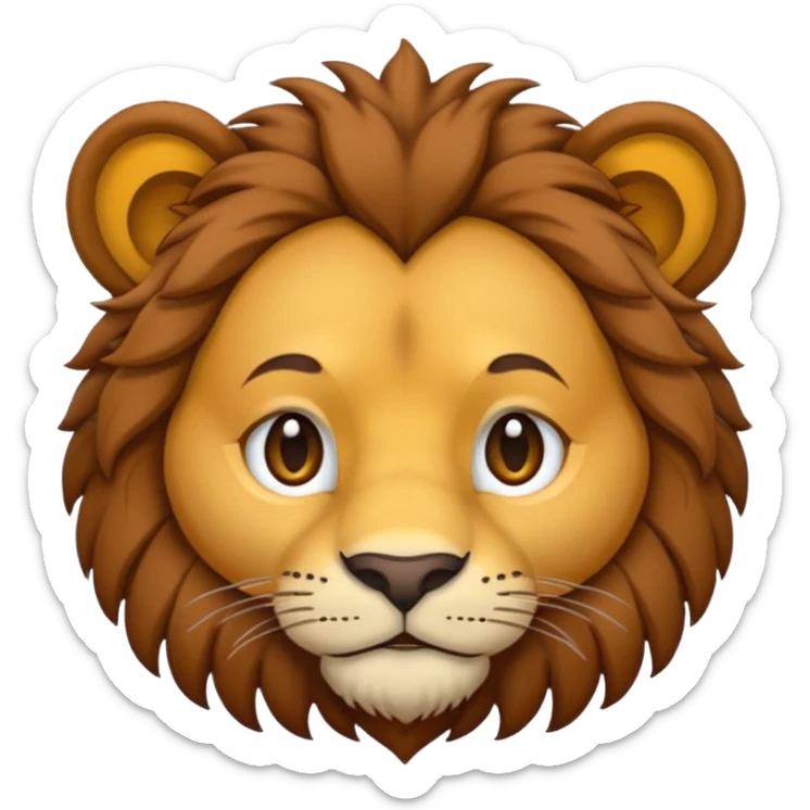 As un emoji de un león haciendo cara de malo con la melena un poco larga sticker