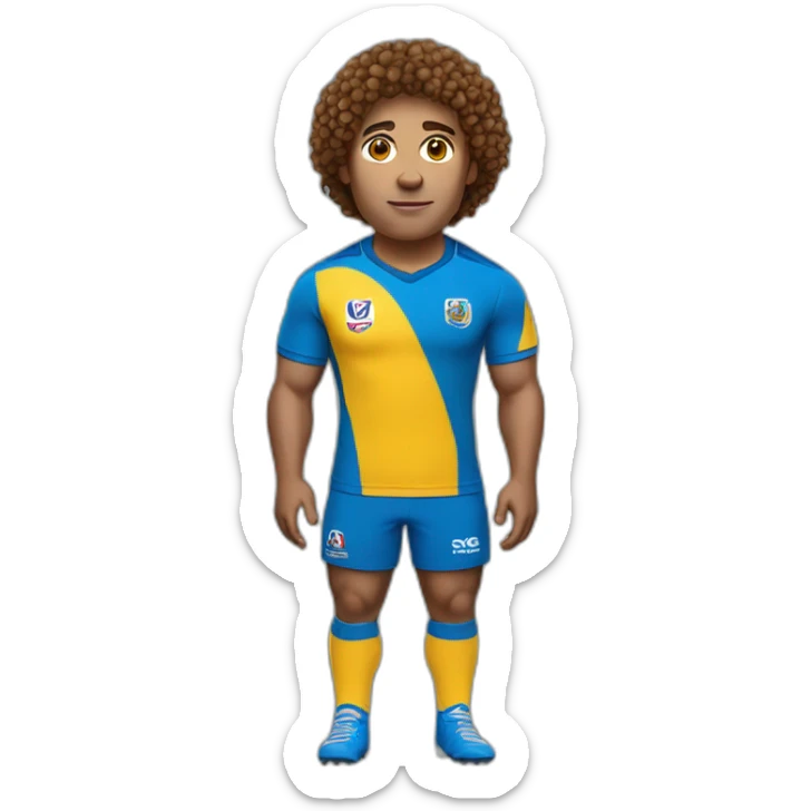 Rugby player With yellow and blue t-shirt and brown curly hair sticker