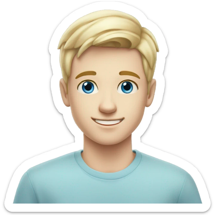 confident happy clean shaven pale teen boy with short blonde light hair blue eyes outdoor portrait sticker