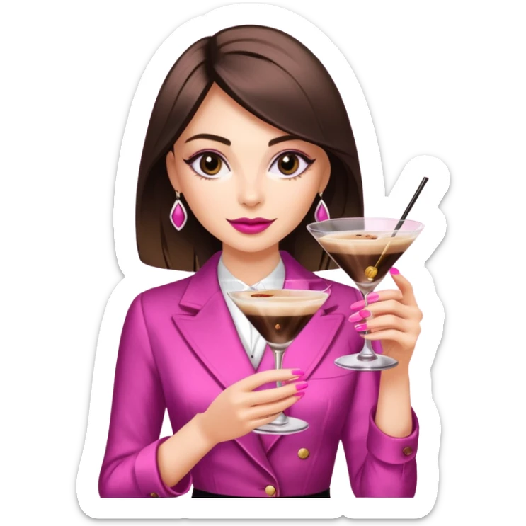 espresso martini cocktail ultra hd k girl with pink nail dye on her hands luxury sticker