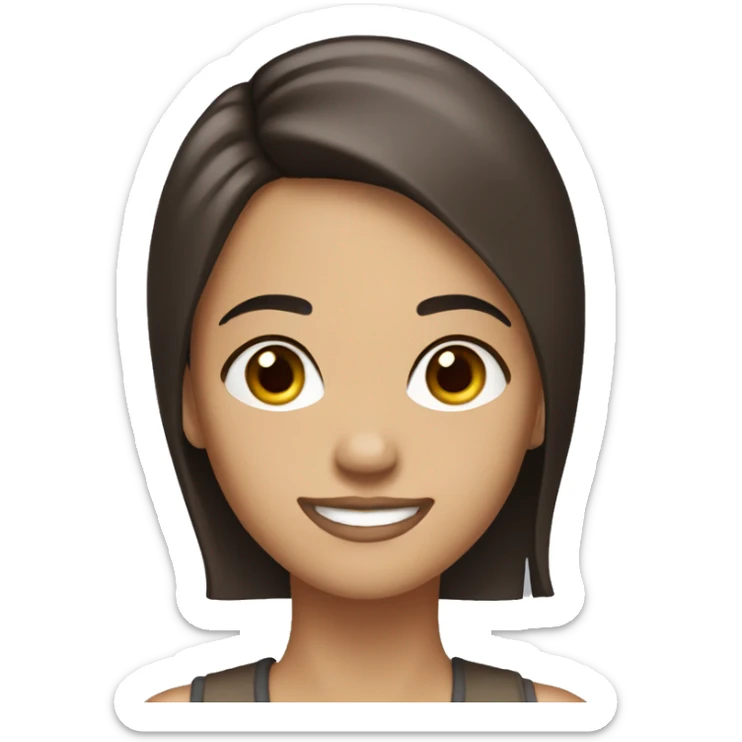 Tall slim girl with dark brown eyes and dark brown hair.She is smiling sticker