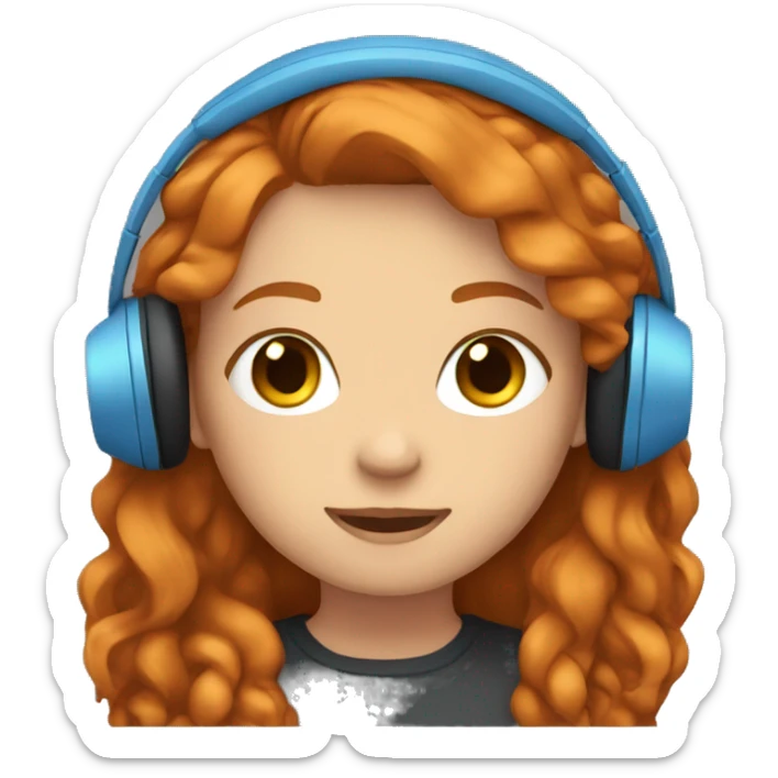 girl with ginger hair blue eyes and headphones  sticker