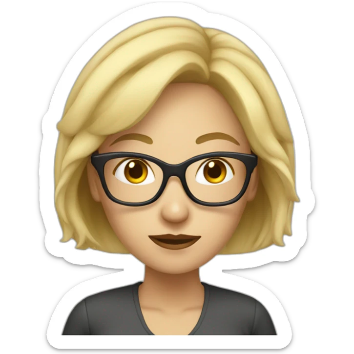 mighty quality assurance woman with blonde hair and glasses sticker