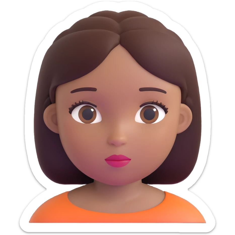 Black girl with fair skin, round face, and straight hair sticker