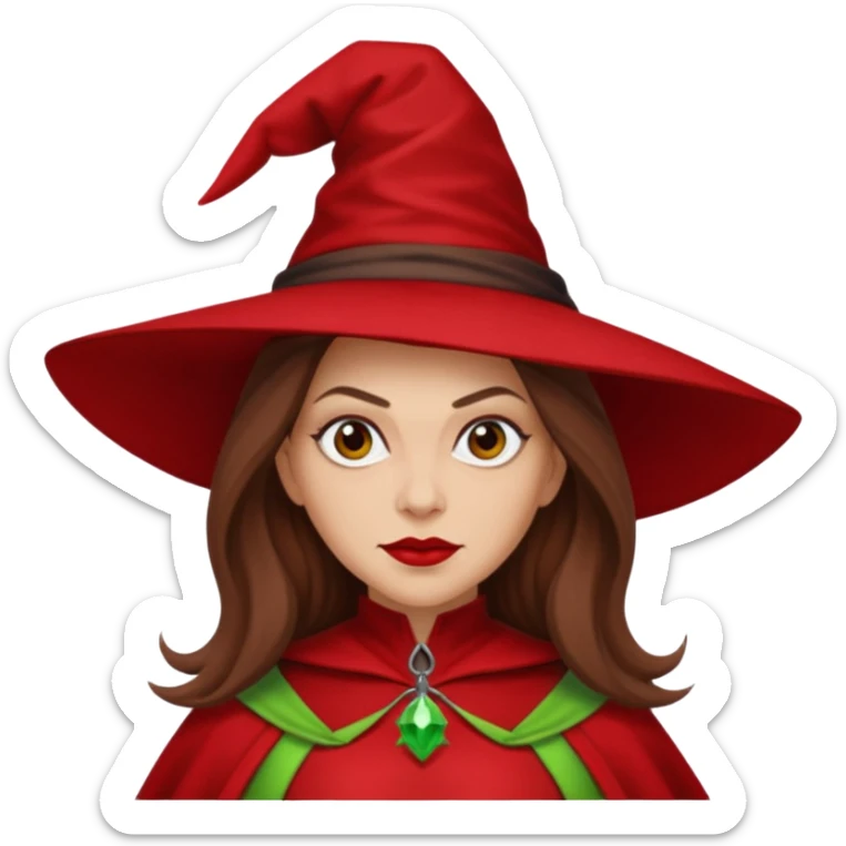 Wicked Witch of the East from the Wizard of Oz with long brown hair, light skin, red outfit sticker
