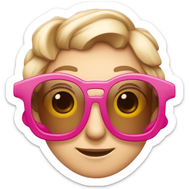 Osa cara enojada, moño rosa en la oreja, con lentes cuadrados sticker