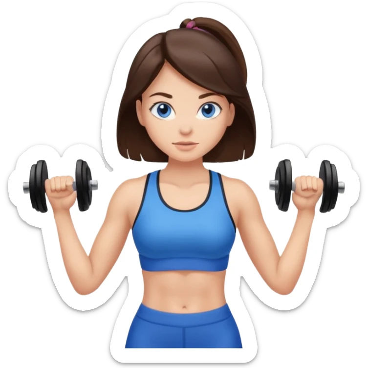 brunette hair blue eyes gym girl working out sticker