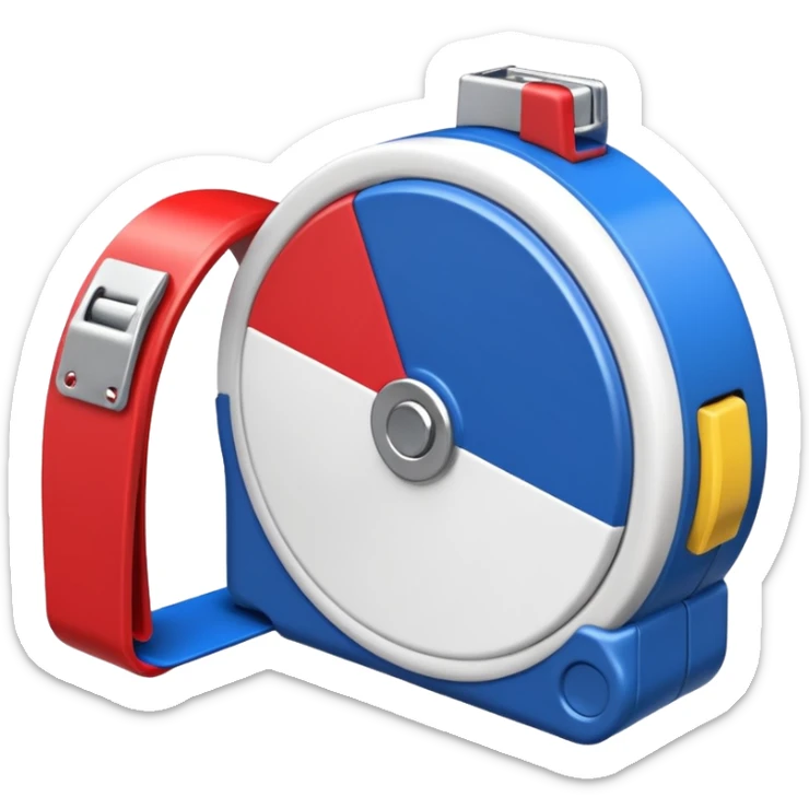 Create my a cartoon/realistic tape measure thats red white and blue. Do not include any yellow. sticker
