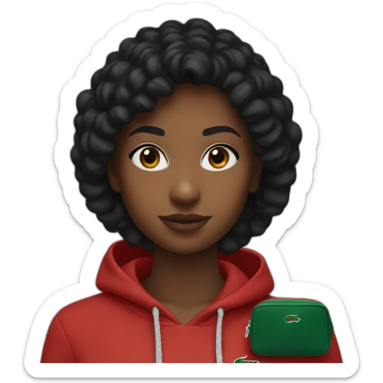 Lacoste bag black girl with black lacoste hoodie sticker