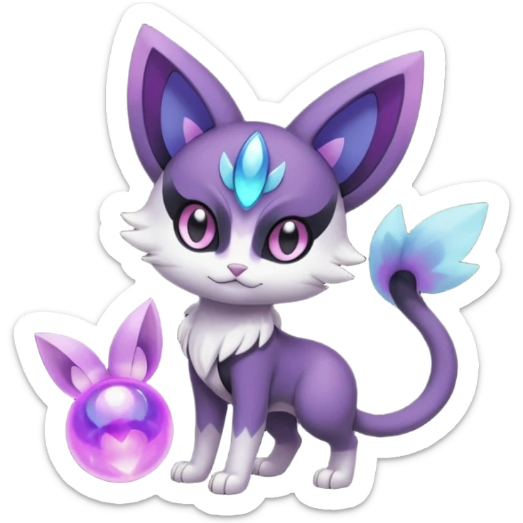 Smooth Edgy Cool Dark Dusky Gloomy Meloetta-Purrloin-Gatomon-Trico-Pokémon-Fakémon-fusion-hybrid-creature sticker