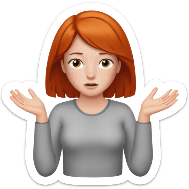 girl shrugging with 6 over one hand and 7 over the other hand sticker