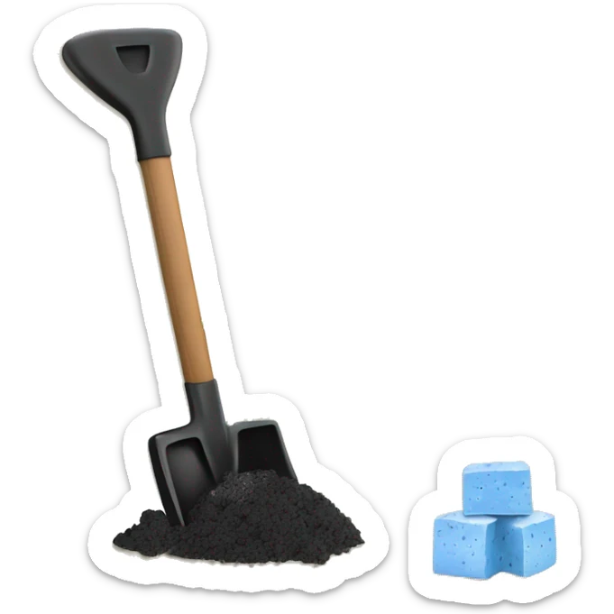 Black sugar strain and blue cheese strain with marijuana leaves and smoke. A shovel, hoe cartoon images in the middle of the words sticker