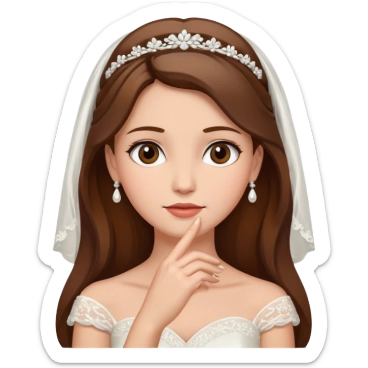 Blonde skin bride with brown hair with a chin on her face sticker