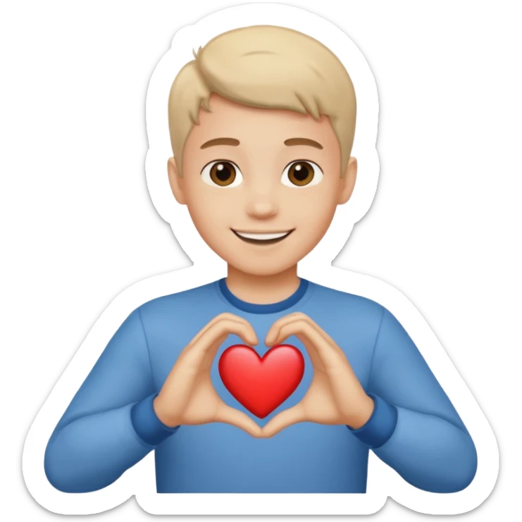 Un garçon beau qui fait un cœur sticker