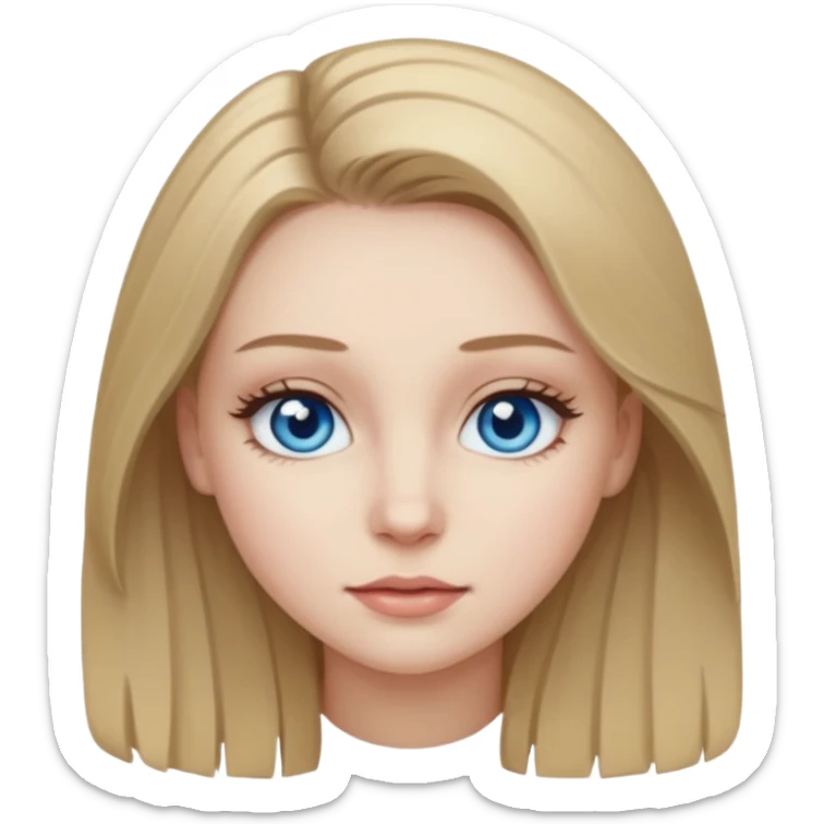 Girl with pale skin dark blonde hair and eye lashes sticker