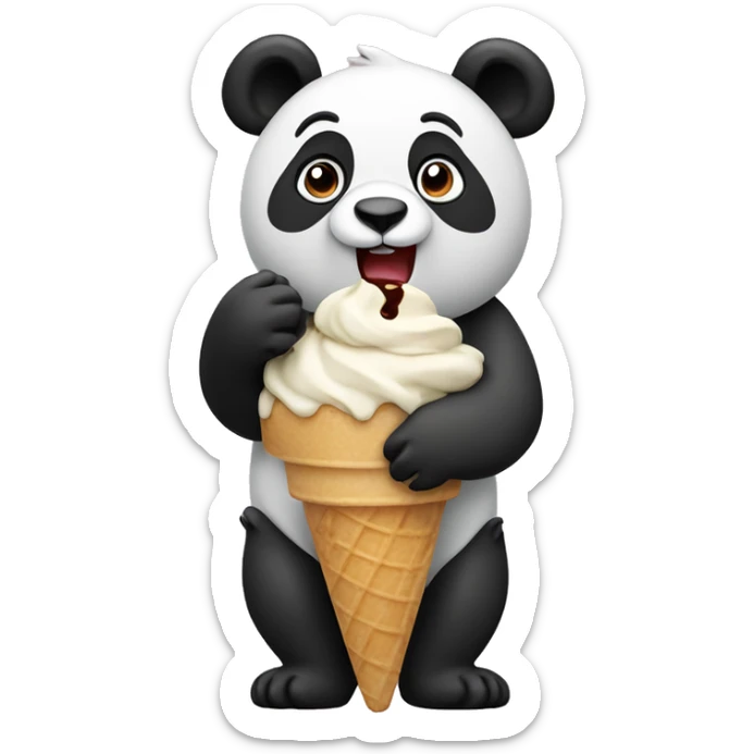 Panda eating ice cream sticker