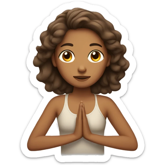 A girl meditating with wavy brown hair and tan skin sticker
