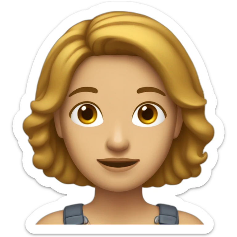 Mujer con cabello castaño claro y un poco de rubio, corto hasta el hombro, usando el celular  sticker