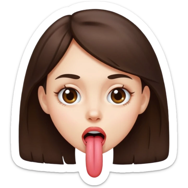 Brunette girl crossed eyed sticking tongue out sticker