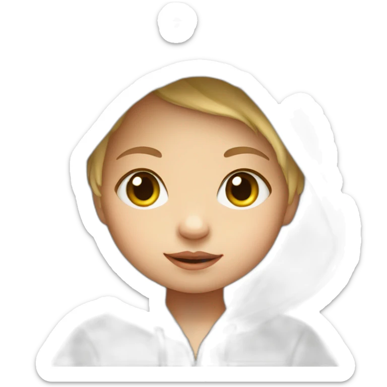 White Baby girl wearing a hoodie with hair showing  sticker