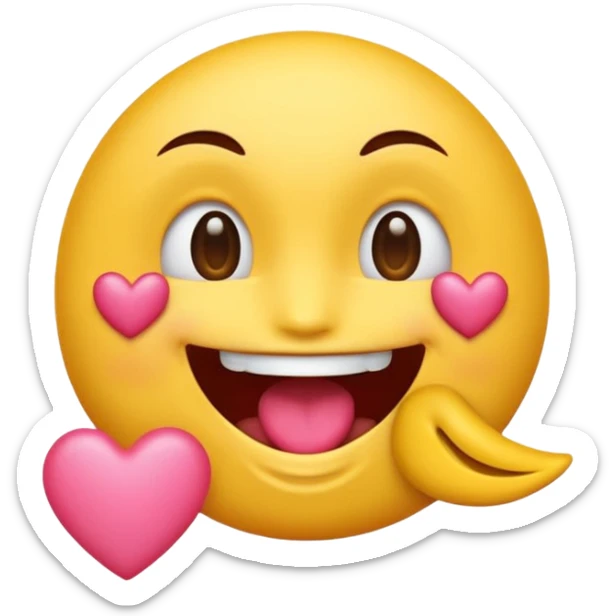 emoji souriant avec la langue sortie et un petit cœur subtil près du coin de la bouche sticker