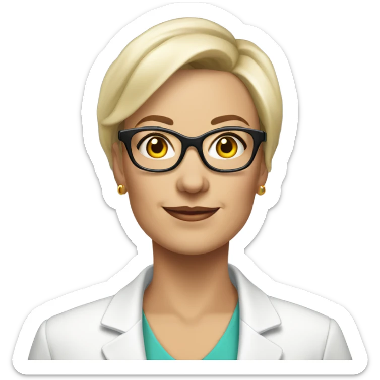 Middle aged white lesbian woman realtor with glasses and short hair sticker