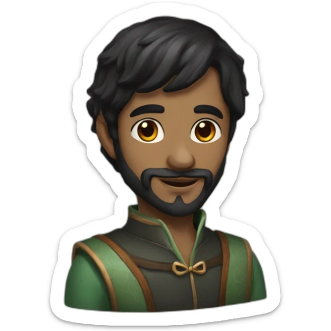 black hair elf girl with a while man with a beard and dark hair sticker