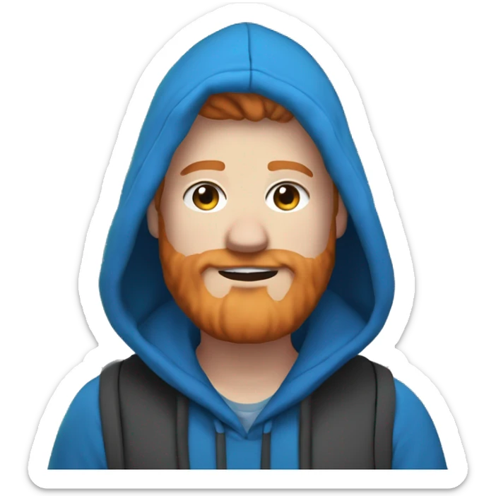Fat streamer with ginger hair and beard named caseoh wearing blue hooded jumper, short sticker