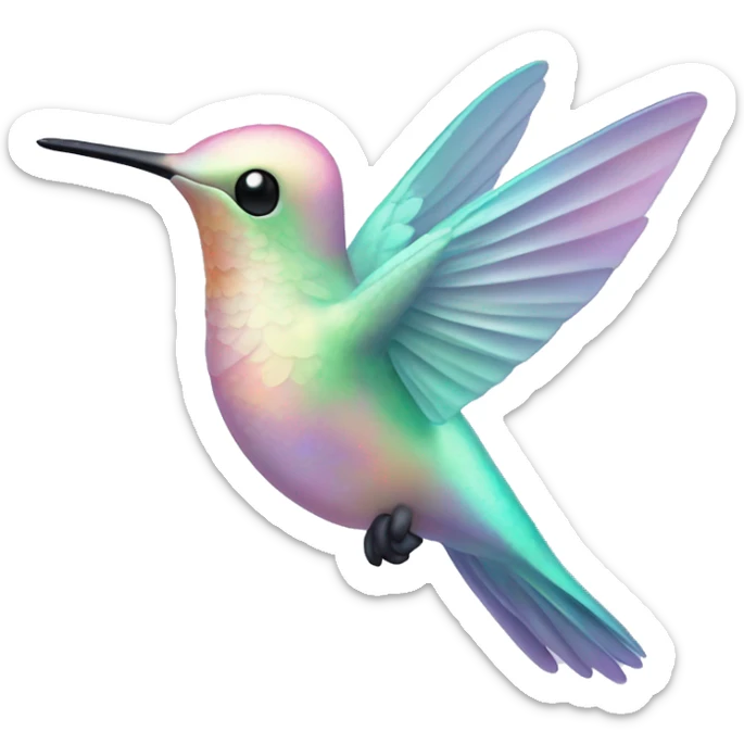Pale pastel holographic humming bird sticker