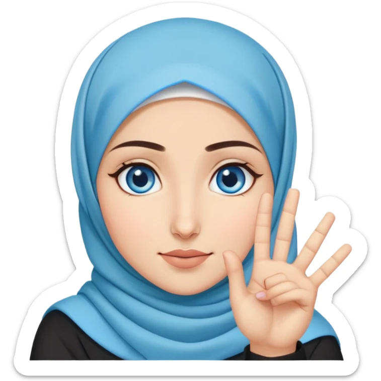 Turkish beautiful finish Konya girl blue eyes with hijab and saying no with hand gesture sticker