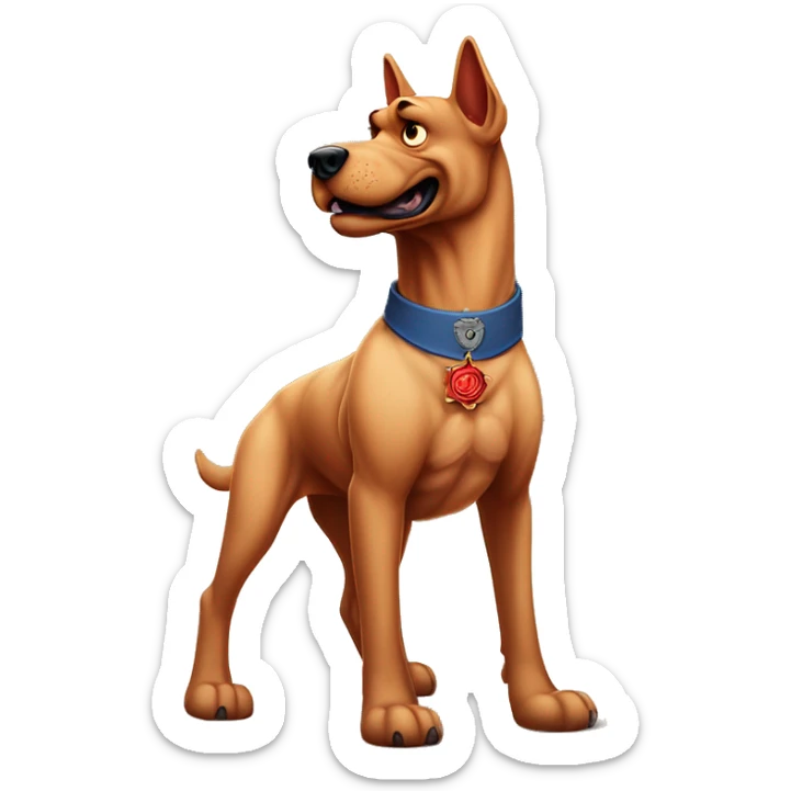 Desert storm hot tall blue eyes Clifford the big red dog muscular with tattoos on arms book illustration as a military call of duty character standing alone sticker