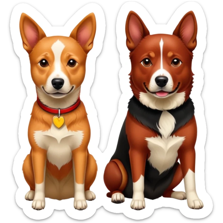Adult Red heeler beside adult Labrador retriever  sticker