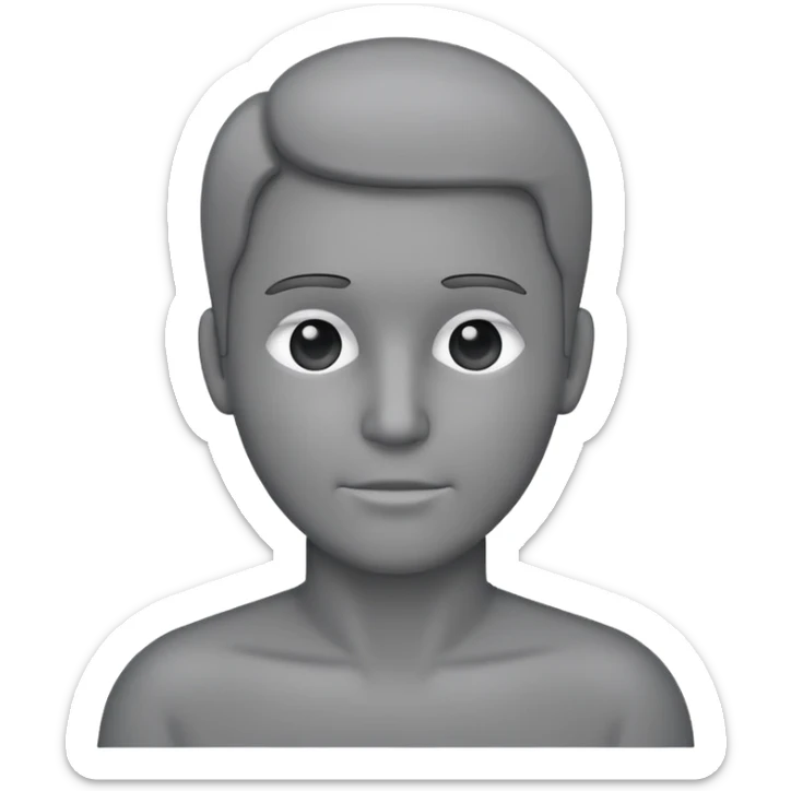 grey human silhouette with no facial features, no face, no eyes, no nose, no mouth, simple outline sticker