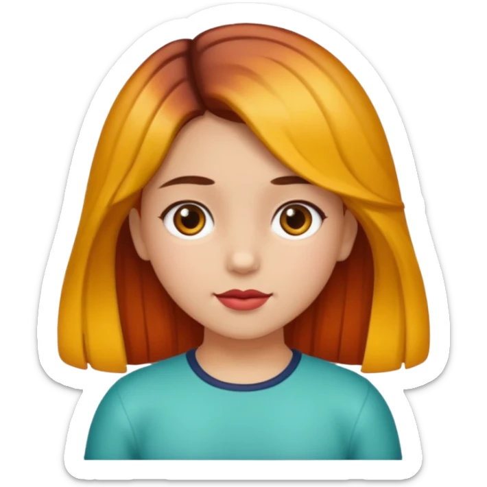 Una niña con piel de color carne y medio morena y medio morena de pelo sticker