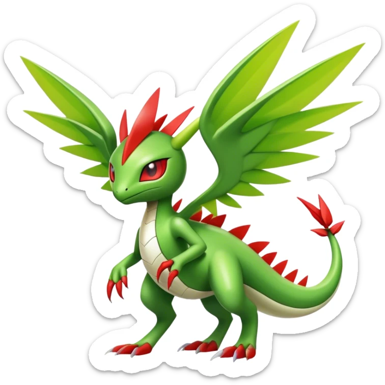 Cute Cool Edgy Shiny Futuristic Ethereal Legendary Kartana-Digimon-Schyther-Flygon-hybrid full body sticker